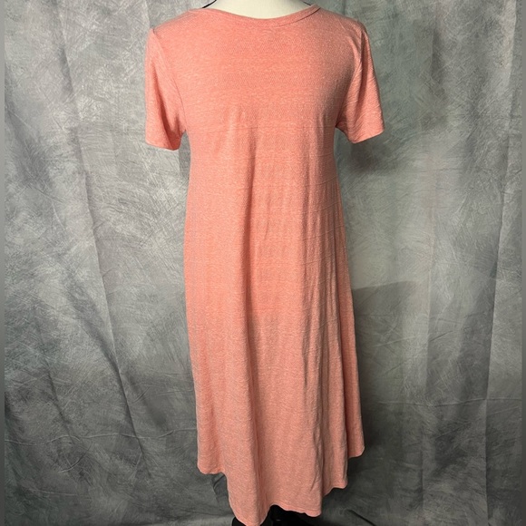LuLaRoe Carly Short Sleeve Swing Dress in Coral with High-Low Hem - XS - Picture 6 of 11